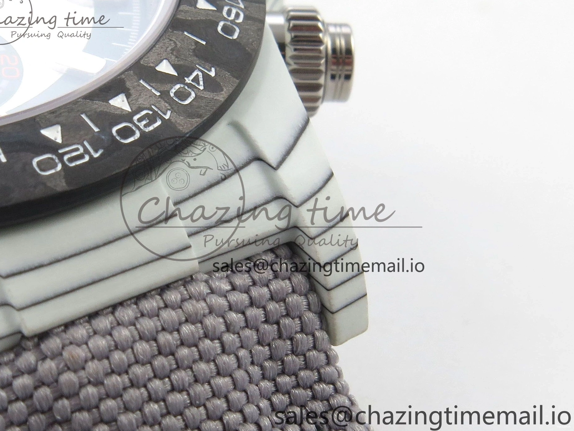 Grey Carbon Edition DIW on and White A7750 Nylon Case Daytona Strap Dial Bezel Green DIWF 0403
